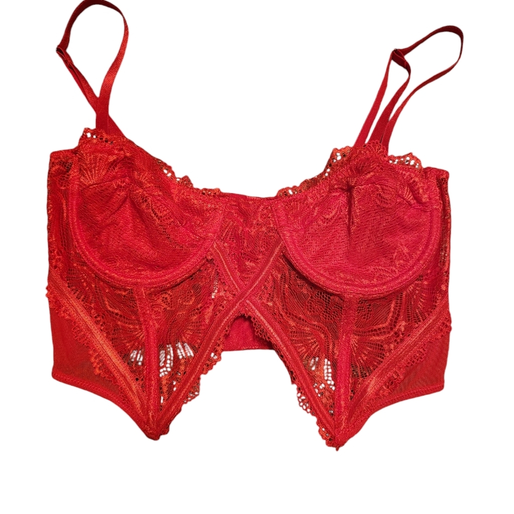 Fashion Nova Red Lace Corset Top Size M